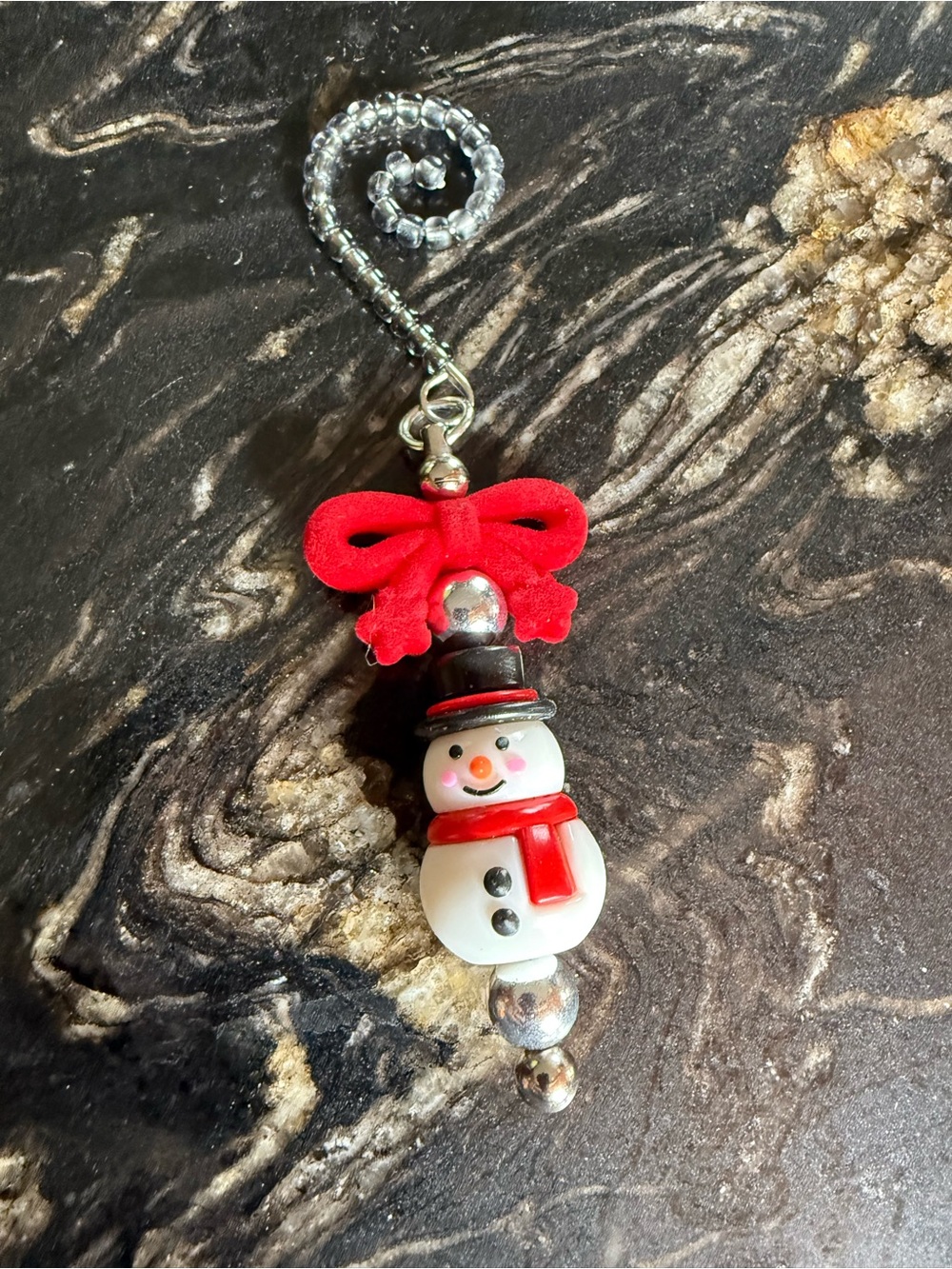 Festive Red Bow Snowman Christmas Tree Decoration